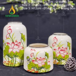Bình Hoa Bát Tràng Vẽ Sen In Logo - SVN BH 10042401 Bình Hoa Bát Tràng Vẽ Sen In Logo