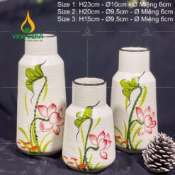 Bình Hoa Bát Tràng Vẽ Sen In Logo - SVN BH 10042401 Bình Hoa Bát Tràng Vẽ Sen In Logo