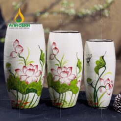 Bình Hoa Bát Tràng Vẽ Sen In Logo - SVN BH 10042401 Bình Hoa Bát Tràng Vẽ Sen In Logo