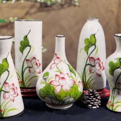 Bình Hoa Bát Tràng Vẽ Sen In Logo - SVN BH 10042401 Bình Hoa Bát Tràng Vẽ Sen In Logo