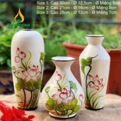 Bình Hoa Bát Tràng Vẽ Sen In Logo - SVN BH 10042401 Bình Hoa Bát Tràng Vẽ Sen In Logo