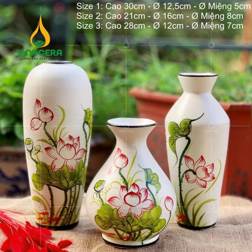 binh-hoa-gom-ve-hoa-sen (9) Bình Hoa Bát Tràng Vẽ Sen In Logo
