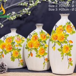 Bình Hoa Gốm Bát Tràng Vẽ Hoa Hồng - SVN BH 12042402 Bình Hoa Gốm Bát Tràng Vẽ Hoa Hồng