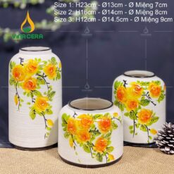 Bình Hoa Gốm Bát Tràng Vẽ Hoa Hồng - SVN BH 12042402 Bình Hoa Gốm Bát Tràng Vẽ Hoa Hồng