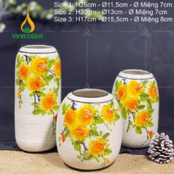 Bình Hoa Gốm Bát Tràng Vẽ Hoa Hồng - SVN BH 12042402 Bình Hoa Gốm Bát Tràng Vẽ Hoa Hồng