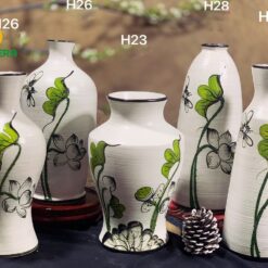 Bình Hoa Gốm Bát Tràng Vẽ Sen Chuồn