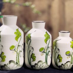 Bình Hoa Gốm Bát Tràng Vẽ Sen Chuồn