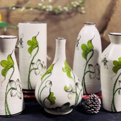 Bình Hoa Gốm Bát Tràng Vẽ Sen Chuồn