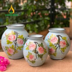 Bình Hoa Gốm Men Xanh Vẽ Tay – SVN BH 19042403