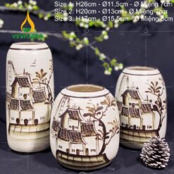 Bình Hoa Vẽ Tay Phố Cổ Xưa