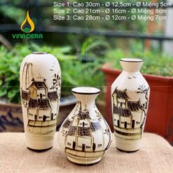 Bình Hoa Vẽ Tay Phố Cổ Xưa
