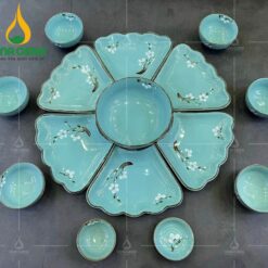 Bộ Chén Đĩa Sứ Hoa Mặt Trời Men Ngọc Vẽ Hoa - SVN BBA 02042401 Bộ Chén Đĩa Sứ Hoa Mặt Trời Men Ngọc Vẽ Hoa – SVN BBA 02042401