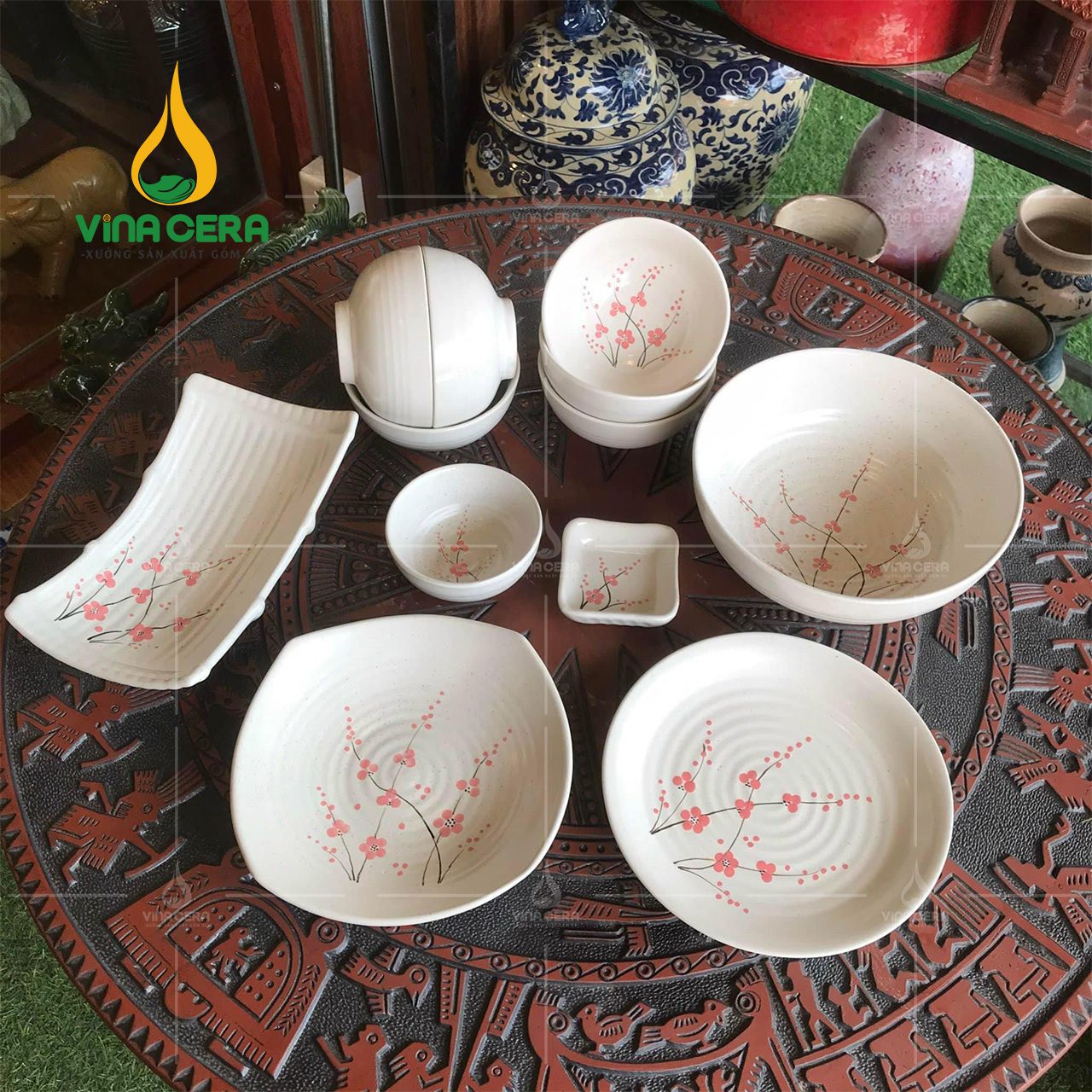 bo-ban-an-men-gom-hoa-dao (1) Bộ Chén Đĩa Men Ba Màu – SVN BBA 02042402