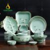 Chén Đĩa Sứ Men Ngọc Vẽ Hoa Đào – SVN BBA 02042403