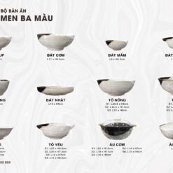 Bộ Chén Đĩa Men Ba Màu