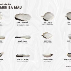 Bộ Chén Đĩa Men Ba Màu