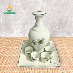 Bình Rượu Sứ Trắng Sen Xanh BR0-652324