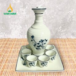 Bình Rượu Sứ Trắng Sen Xanh BR0-652324