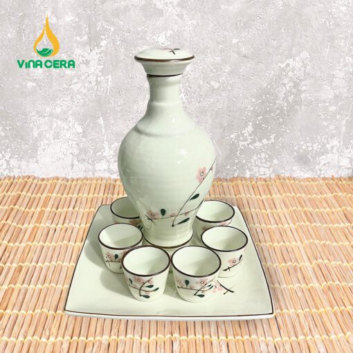 Bình Rượu Sứ Trắng Vẽ Hoa Anh Đào BR-0752324