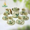 Bộ Ấm Tích Chén Trụ Vẽ Trúc Bát Tràng - BAT 0470524 Bộ Ấm Tích