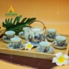 Bộ Ấm Trà Bát Tràng Men Lam Quai Đồng Giả Cổ - BTMR-0362424 bộ ấm trà Bát Tràng quai đồng giả cổ