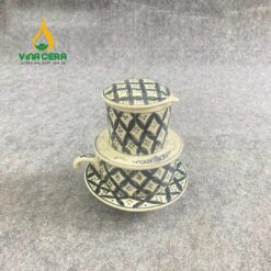 Bộ phin pha cà phê gốm Bát Tràng Hoa Văn