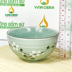Chén cơm sứ men ngọc vẽ hoa đào