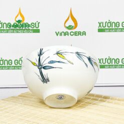 Chén Cơm Sứ Trắng Vẽ Trúc Chuồn - SVN BC 14052401 Chén cơm sứ trắng vẽ trúc chuồn