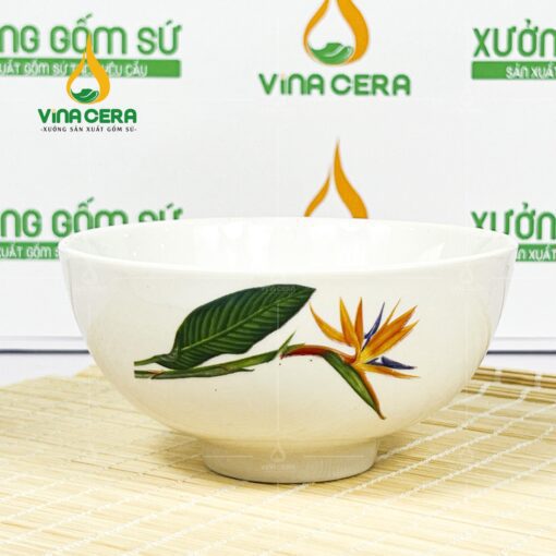 Chén Cơm Sứ Trắng Vẽ Hoa Thiên Điểu