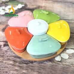 Khay Mứt Sứ Hình Cánh Hoa Ngũ Sắc - KMS-2352424 Khay mứt sứ hình cánh hoa ngũ sắc