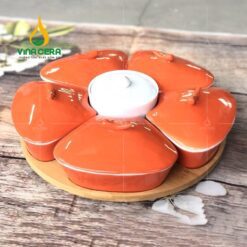 Khay Mứt Sứ Hình Cánh Hoa Ngũ Sắc - KMS-2352424 Khay mứt sứ hình cánh hoa ngũ sắc