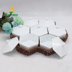 Khay Mứt Sứ Lục Giác Tổ Ong - KMS-2552424 Khay Mứt Sứ Lục Giác Tổ Ong