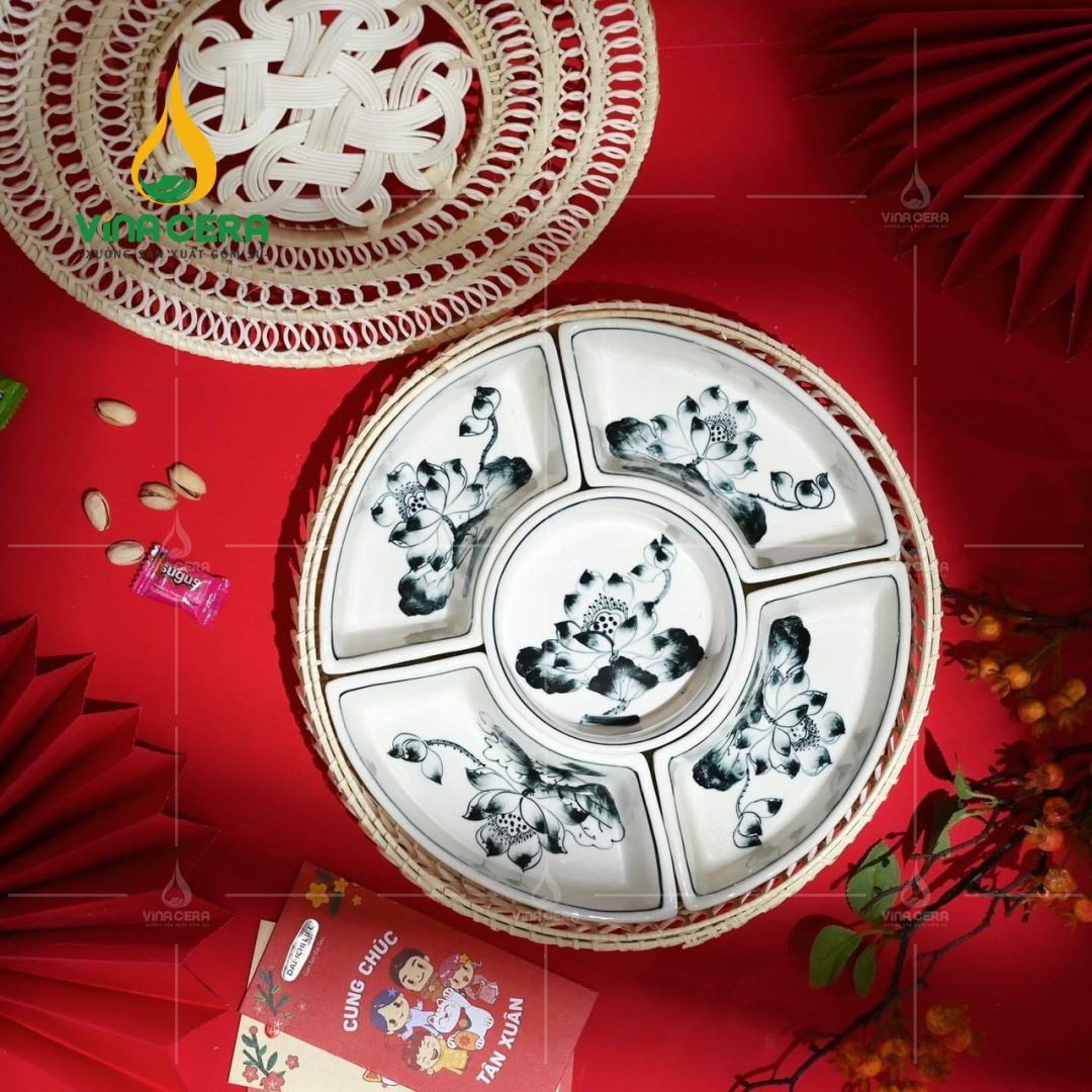 Xưởng sản xuất khay mứt Tết chất lượng làm quà tặng khay mứt sứ tết