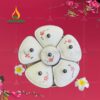 Khay Mứt Tết Sứ Trắng 5 Cánh Vẽ Hoa Đào - KMS-4252524 Khay Mứt Tết Sứ Trắng 5 Cánh Vẽ Hoa Đào