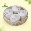 Khay Mứt Tết Sứ Trắng Trụ Tròn Vẽ Hoa Đào - KMS-4552524 Khay mứt Tết sứ trắng trụ tròn vẽ hoa đào