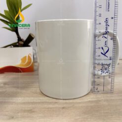 Ly Sứ Quai C Bát Tràng Trắng Lòng Màu - LS-1552324 Ly Sứ Quai C Bát Tràng Trắng Lòng Màu