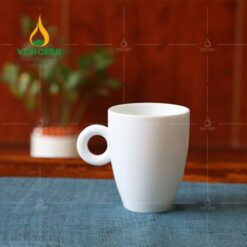 Ly Sứ Uống Cà Phê Quai Tròn 330ml - LS-0153124 Ly sứ trắng quai tròn 330ml
