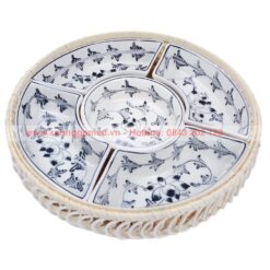 Khay Mứt Tết Sứ Trắng Họa Tiết Hoa Sen - KMS-4652724 Khay Mứt Tết Sứ Trắng Họa Tiết Hoa Sen – KMS-4652724