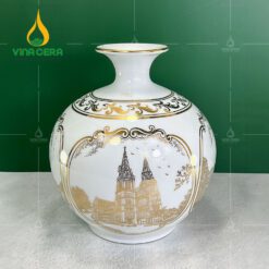 Bình Hút Lộc Trắng Vẽ Vàng Tứ Cảnh – BHL 0162624