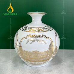 Bình Hút Lộc Trắng Vẽ Vàng Tứ Cảnh – BHL 0162624