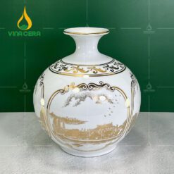 Bình Hút Lộc Trắng Vẽ Vàng Tứ Cảnh – BHL 0162624