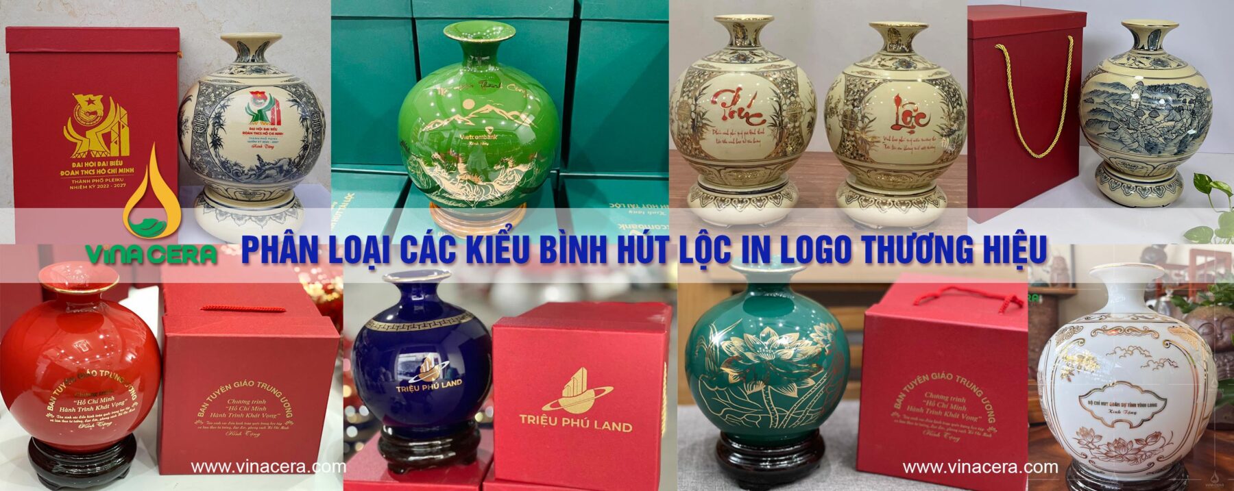 Phân loại các kiểu bình hút lộc in logo thương hiệu