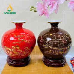Bình Hút Lộc Men Vân Đá Gốm Sứ Bát Tràng BHT 019624 Bình Hút Lộc Men Vân Đá Gốm Sứ Bát Tràng