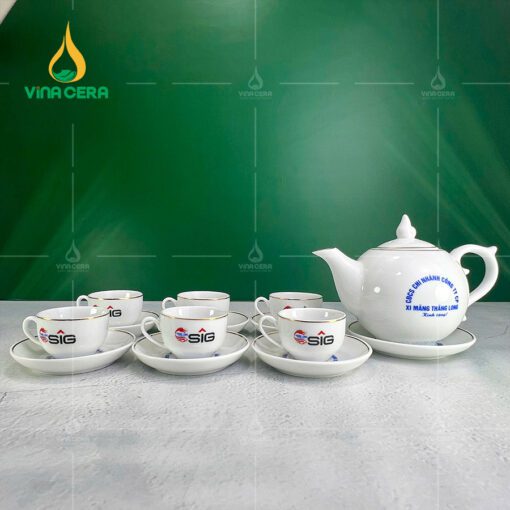 Ấm Chén Chỉ Vàng In logo AC-0431024