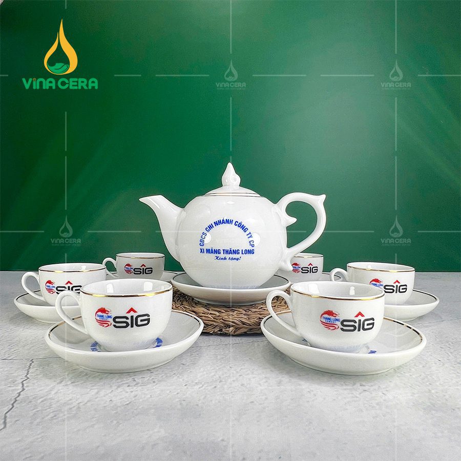 Ấm Chén Chỉ Vàng In logo AC-0431024 (5) Ấm Chén Chỉ Vàng In logo AC-0431024