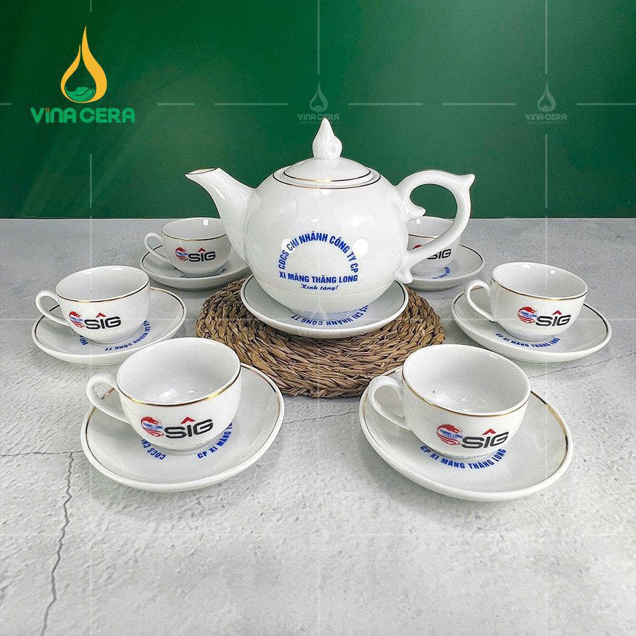 Ấm Chén Chỉ Vàng In logo AC-0431024 (6) Ấm Chén Chỉ Vàng In logo AC-0431024