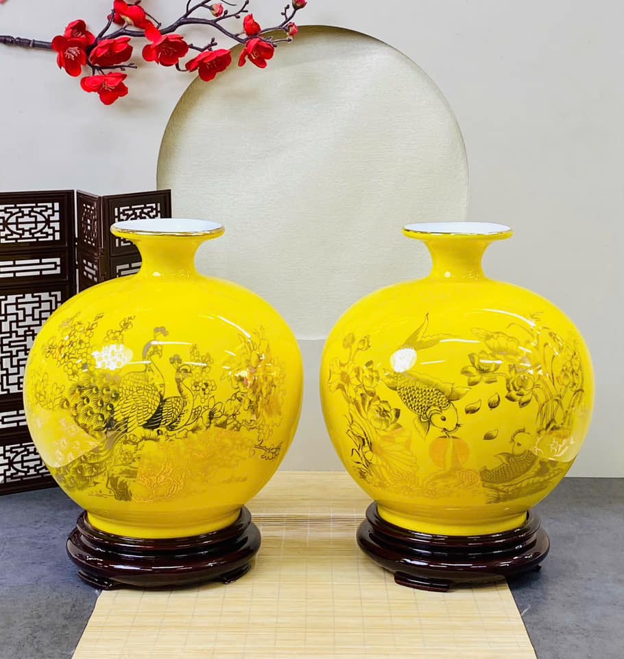 Bình Phong Thuỷ Hút Tài Lộc Men Màu In Decan Hoa Văn BHL-03102924 Bình Phong Thuỷ Hút Tài Lộc Men Màu In Decan Hoa Văn BHL-03102924