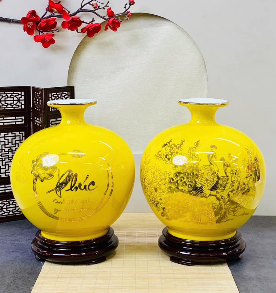 Bình Phong Thuỷ Hút Tài Lộc Men Màu In Decan Hoa Văn BHL-03102924 Bình Phong Thuỷ Hút Tài Lộc Men Màu In Decan Hoa Văn BHL-03102924