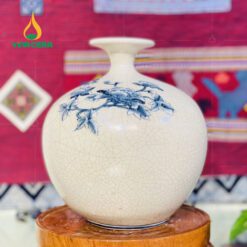 Bình hút lộc Bát Tràng men rạn đắp nổi họa tiết Thuận Buồm Xuôi Gió BHL-05102924 Bình hút lộc Bát Tràng men rạn đắp nổi họa tiết Thuận Buồm Xuôi Gió 18cm