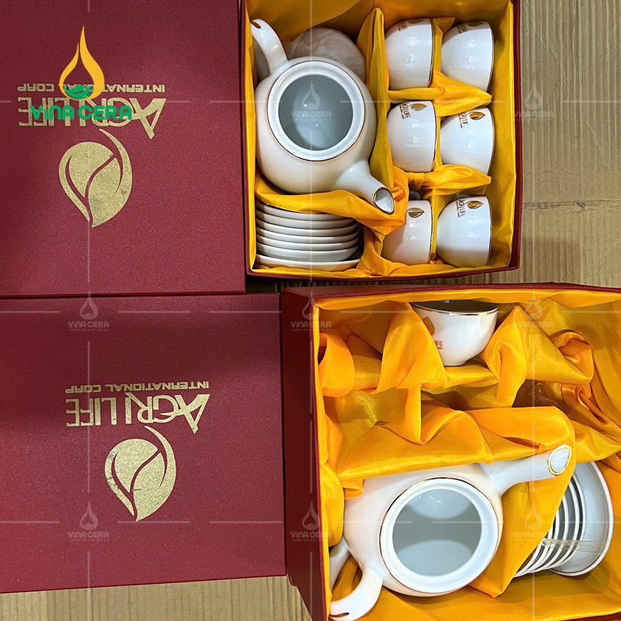 Bộ ấm Trà Gốm Bát Tràng in logo BAT01110724 Bộ Ấm Chén In Logo Giá Rẻ - AC-031024